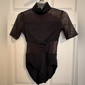 Balera short sleeve mock neck leotard - size small